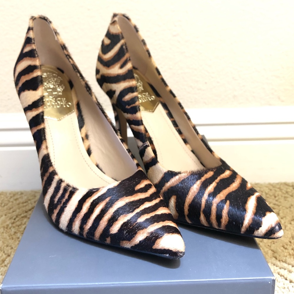 Vince Camuto tiger print point toe pumps